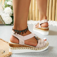 Women's Fashion Hemp Rope Platform Sole Roman Sandals 31851098S