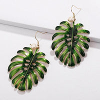 Fresh Green Coconut Leaf Pearl Earrings 82900718C