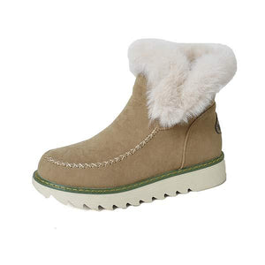 Women's Thick-Sole Solid Color Slip-On Warm Short Boots 22008609C