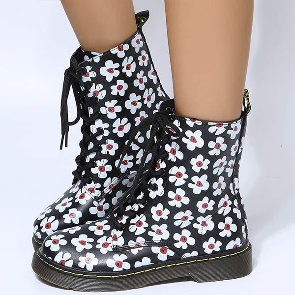 Women's Floral Print Lace-Up Martin Boots 71944588C