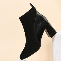 Women's Fashionable Block Heel Spliced Zipper Ankle Boots 96551285S