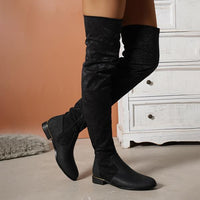 Women's Casual Simple Suede Spliced Over-the-Knee Boots 93031645S