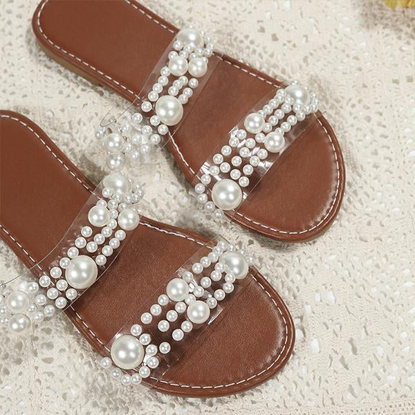 Women's Fashion Flat Casual Pearl Slippers 83757621S