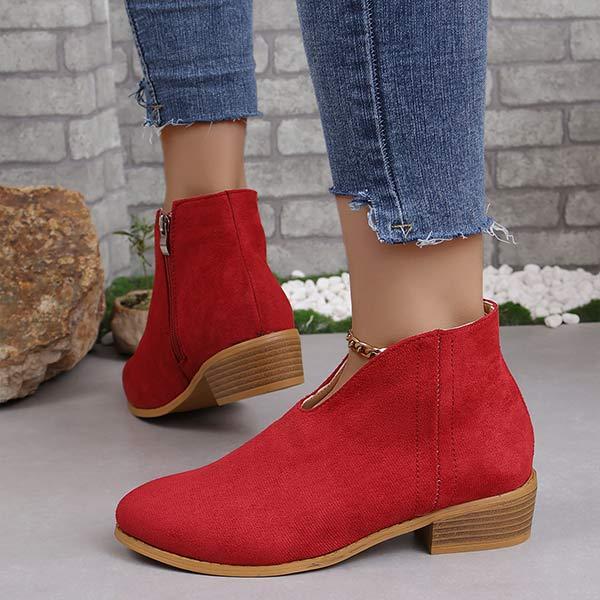 Women's Chunky Heel Round Toe Ankle Boots 09547652C