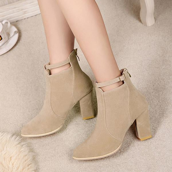 Women's Casual Chunky Heel Pointed Ankle Boots 60631373S