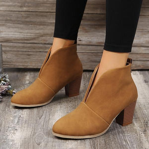 Women's Fashion Slip On Pointed Toe Retro Boots 45132373C