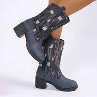 Women's Western Cowboy Chunky Heel Mid-Calf Boots 48357272C