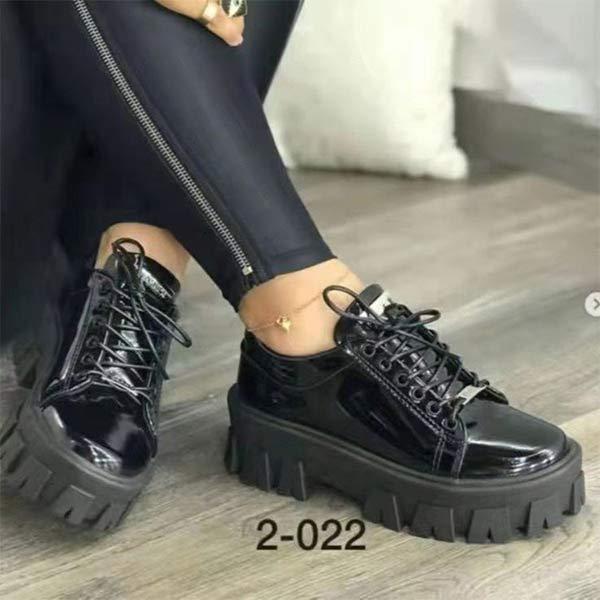 Women's Fashion Round Toe Lace-Up Platform Shoes 86283637C