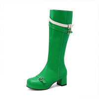 Women's Casual Thick Heel Belt Buckle Side Zip High Boots 30941519S