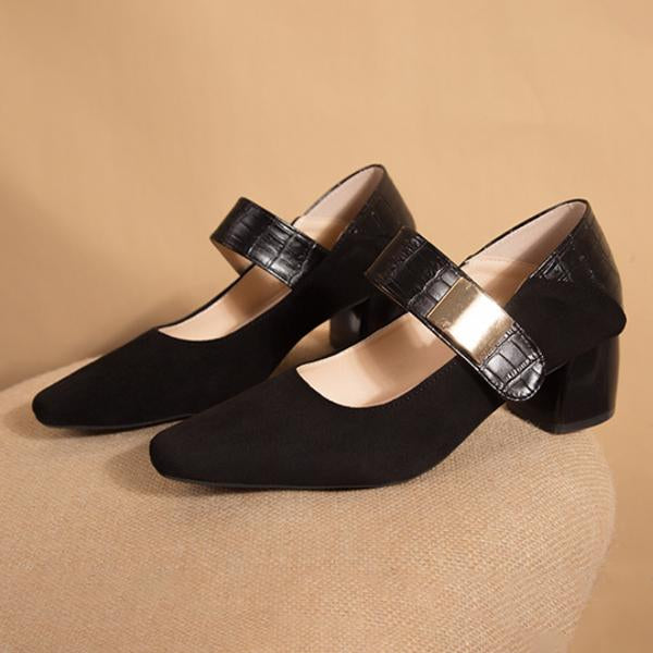 Women's Retro Shallow Chunk Heel Mary Jane Shoes 41277562C
