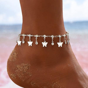 Vintage Beach Diamond Butterfly Pendant Anklet 33097170C