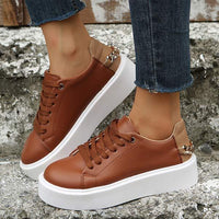 Women's Platform Thick-Soled Lace-up Casual Shoes 76320392C