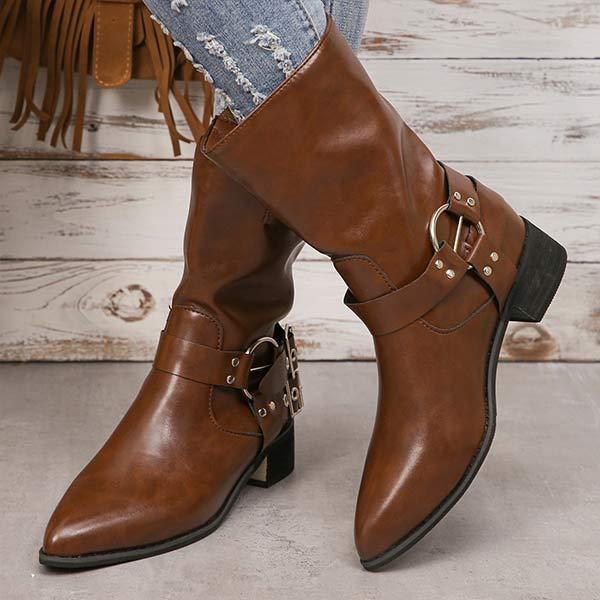 Women's Stylish Casual Western Cowboy-Inspired Short Boots 32635106C