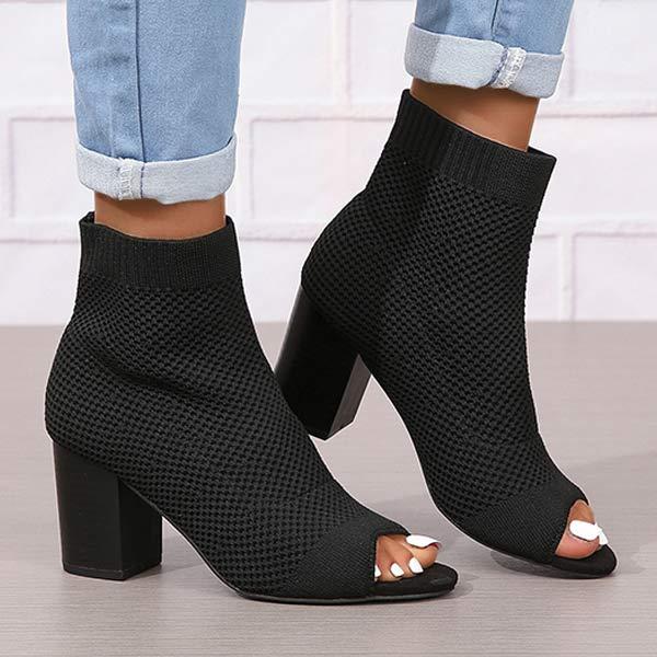 Women's Peep Toe High Heel Knitted Sandals 02614177C
