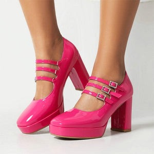Women's Barbie Pink Buckle Chunk Heels Mary Jane 02517519S