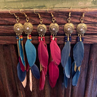 Travel Vintage Tassel Feather Earrings 03604383C