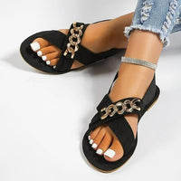 Women's Fashion Chain Cross Strap Beach Sandals 44101767S