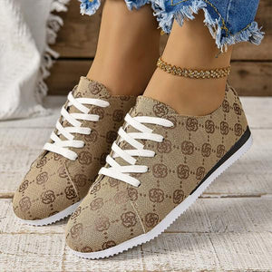 Women's Casual Round Toe Lace-Up Flat Sneakers 04376214S