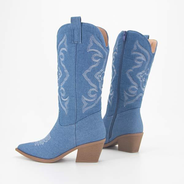 Women's Western Cowboy Chunky Heel Boots 26911785C