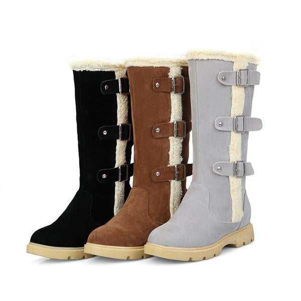 Women's Casual Buckle Flat Plush Snow Boots 89879730S