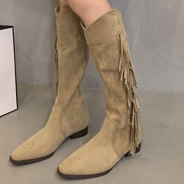 Women's Pointed-Toe Western Cowboy Boots with Fringe Detail 23045560C