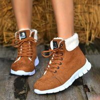 Women's Casual Plush Cuffed Lace Up Boots 78198407S