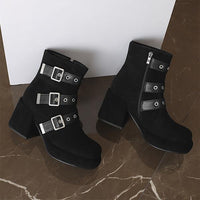 Women's Casual Belt Buckle Chunky Heel Ankle Boots 51284137S