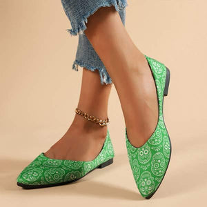 Women's Shallow Mouth Embroidered Pointed-toe Flat Shoes 28349182C