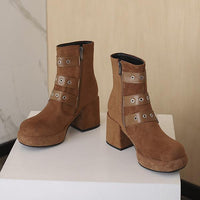 Women's Casual Belt Buckle Chunky Heel Ankle Boots 51284137S