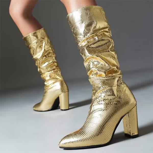 Women's Glossy Fashion Knee-High Boots 40348599C