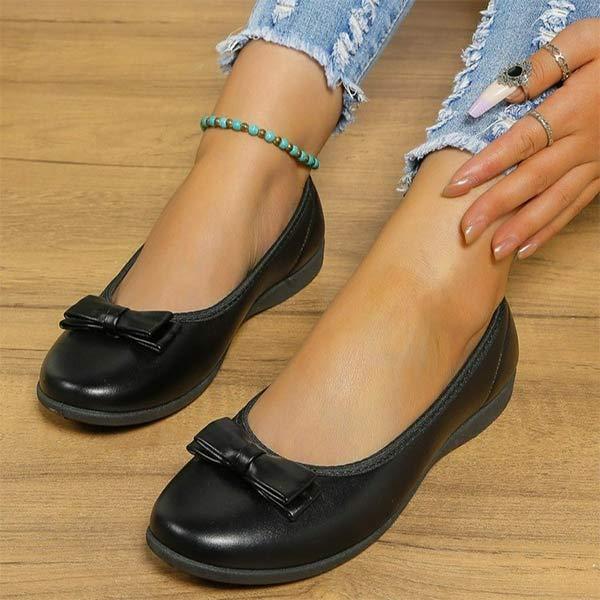 Women's Low Heel Bow Round Toe Shallow Mouth Single Shoes 73143069C