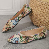 Women's Shallow Mouth Embroidered Pointed-toe Flat Shoes 28349182C