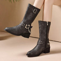 Women's Pointed Toe Side Zipper Ankle Boots 78021236C