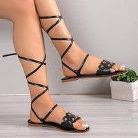 Women's Fashionable Wrap Strap Flat Beach Sandals 69355365S