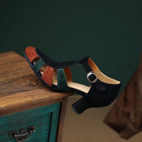 Women's Casual Suede Chunky Heel Roman Sandals 01702631S