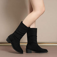 Women's mid-heel suede knee-high boots 61967333C