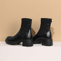 Women's Elastic Panel Sock Boots with Chunky and Mid Heel Platform Sole 49413933C