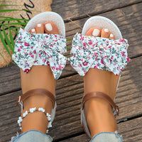 Women's Casual Bow Floral Buckle Flat Sandals 82570447S