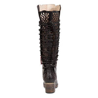 Women's Vintage Side Zipper Round Toe Chunky Heel Knee-High Boots 41284075C