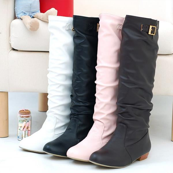 Women's Casual Fashion Belt Buckle Knee-High Boots 52023168S