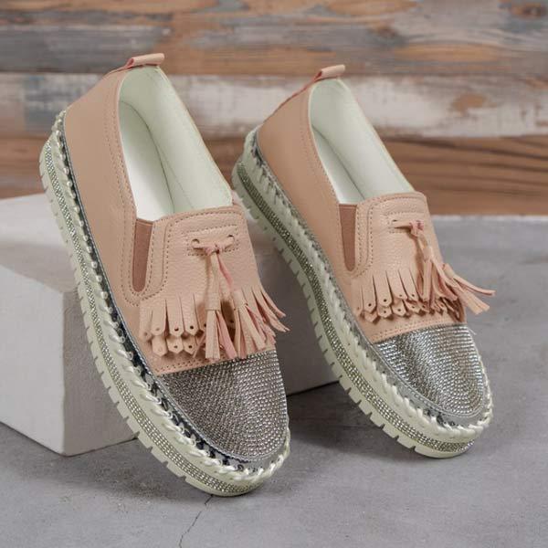 Women's Low-Cut Flat Shoes with Tassels and Butterfly Bow 22327541C