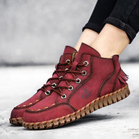 Women's Vintage Tassel Lace-up Flat Boots 12723722S