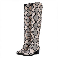 Women's Fashionable Leopard Pointed Over-the-Knee Boots 98701158S