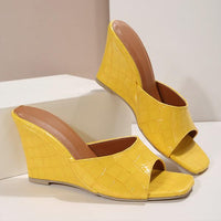 Women's Fashion Square Toe High Heel Slippers 97565443C
