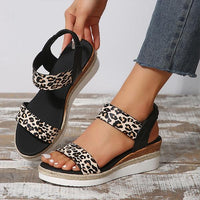 Women's Casual Leopard Elastic Wedge Sandals 76167668S