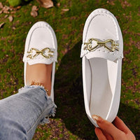 Women's Round-Toe Flats with Metal Chain Detail 01338399C
