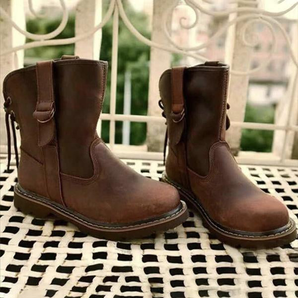 Women's Vintage Brown Lace-Up Booties 25648331S