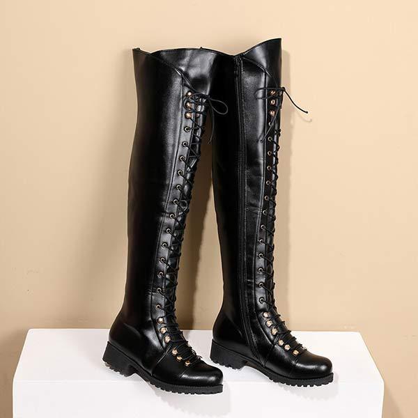 Women'S Vintage Lace Up Side Zip Boots 98949834C