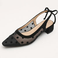 Women's Elegant Polka Dot Mesh Thick Heel Sandals 43396098S