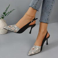 Women's Fashionable Snake Print Pointed Toe Dress Sandals 83499731S